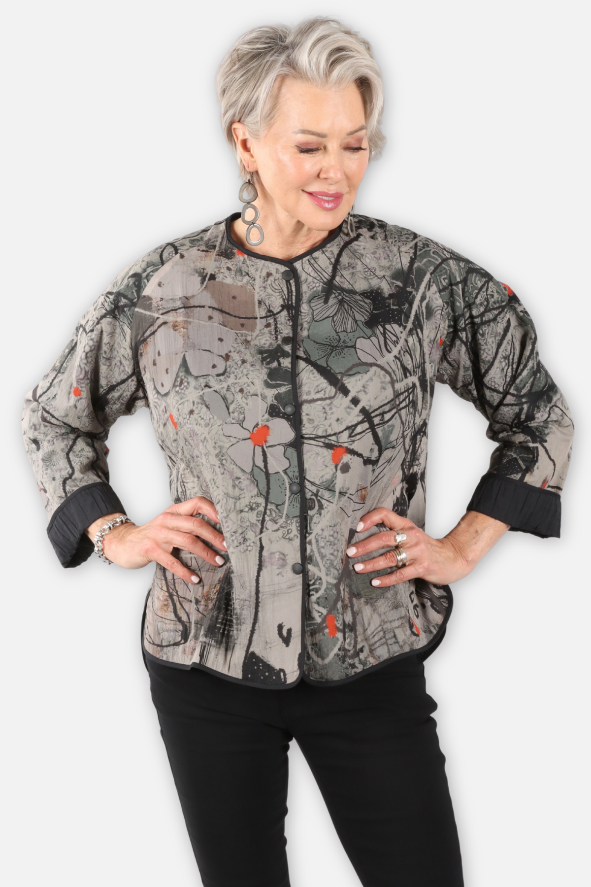 Reversible Jacket with Piping - Flower Combo