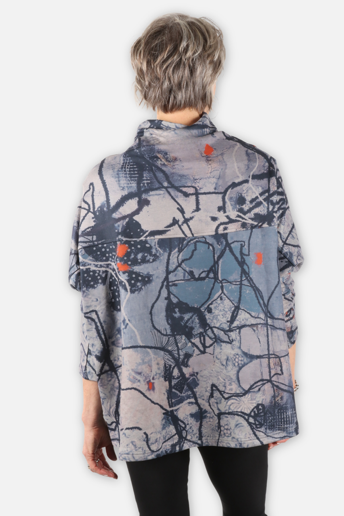 High Low Cowl Top - Flower Abstract