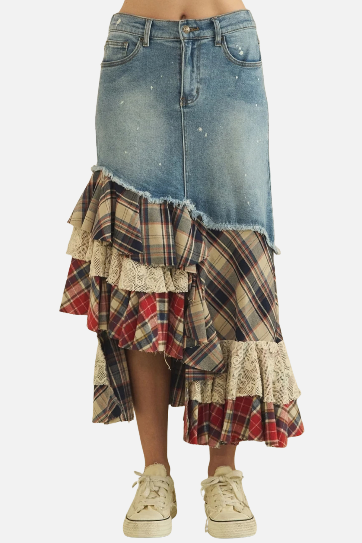 Denim Ruffle Skirt - Denim Multi