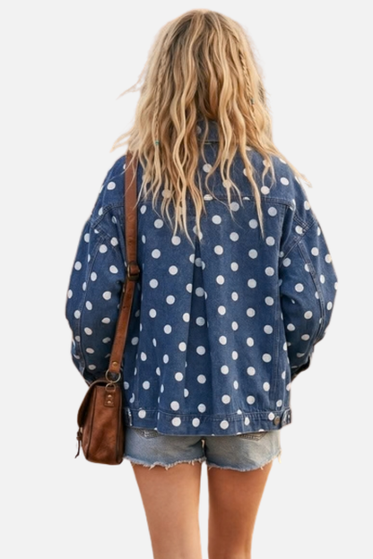 Polka Dot Denim Jacket - Dark Denim
