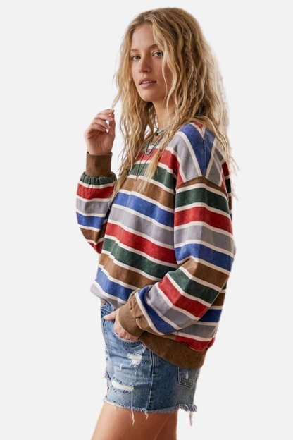 Stripe Pullover - Brown Multi