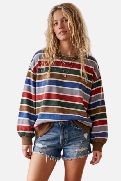 Stripe Pullover - Brown Multi