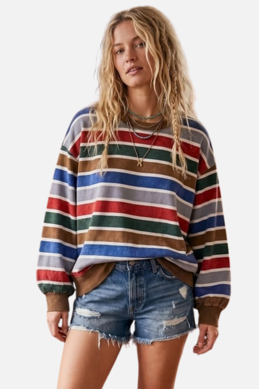 Stripe Pullover - Brown Multi