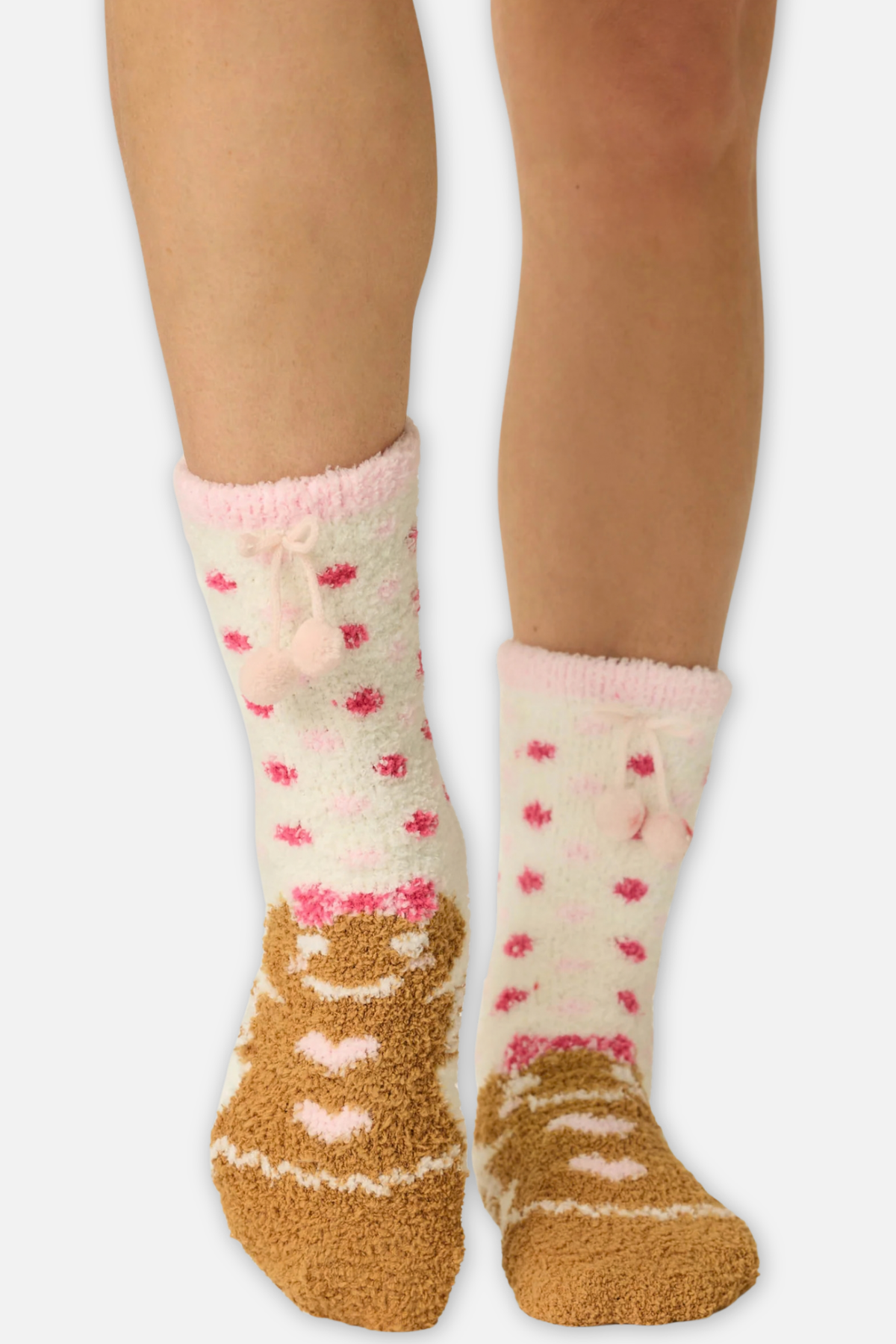 Gingerbread Girl Polka Dot Socks - Baby Pink