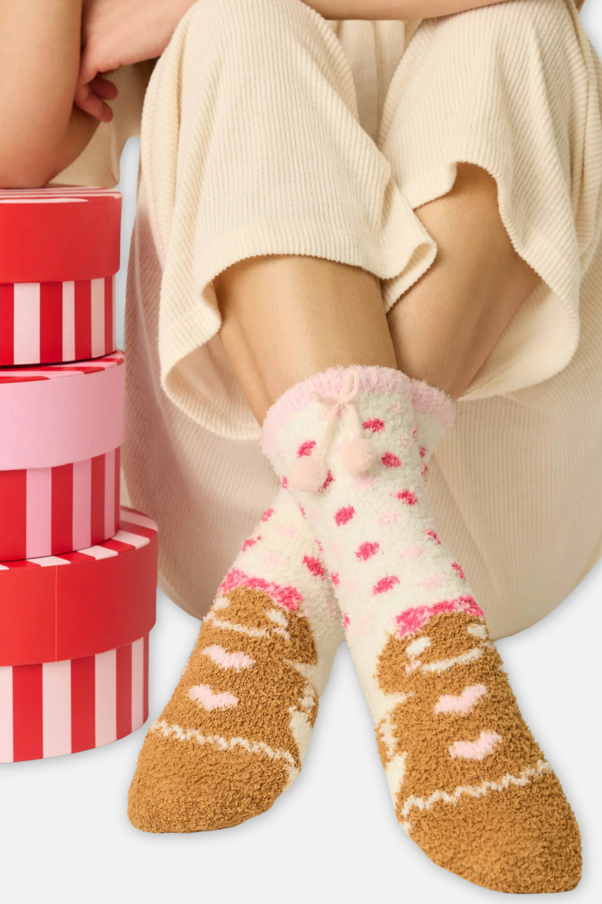 Gingerbread Girl Polka Dot Socks - Baby Pink