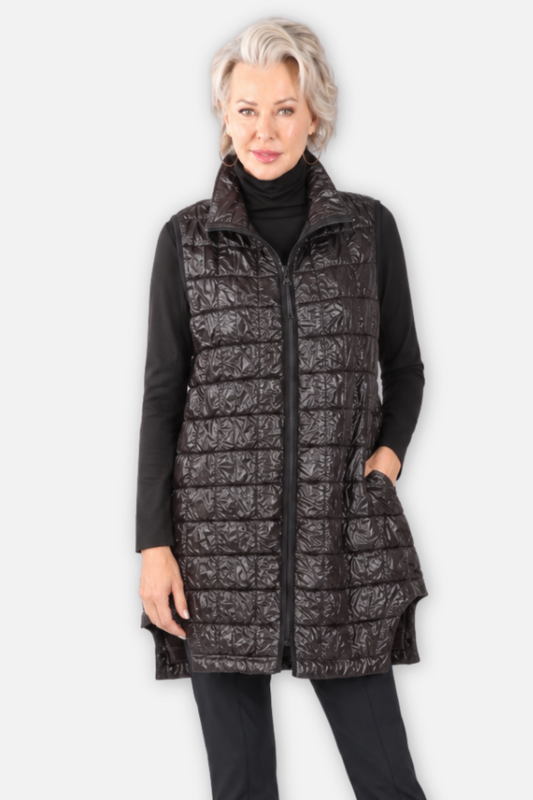 Quilted Tunic Vest - Brown