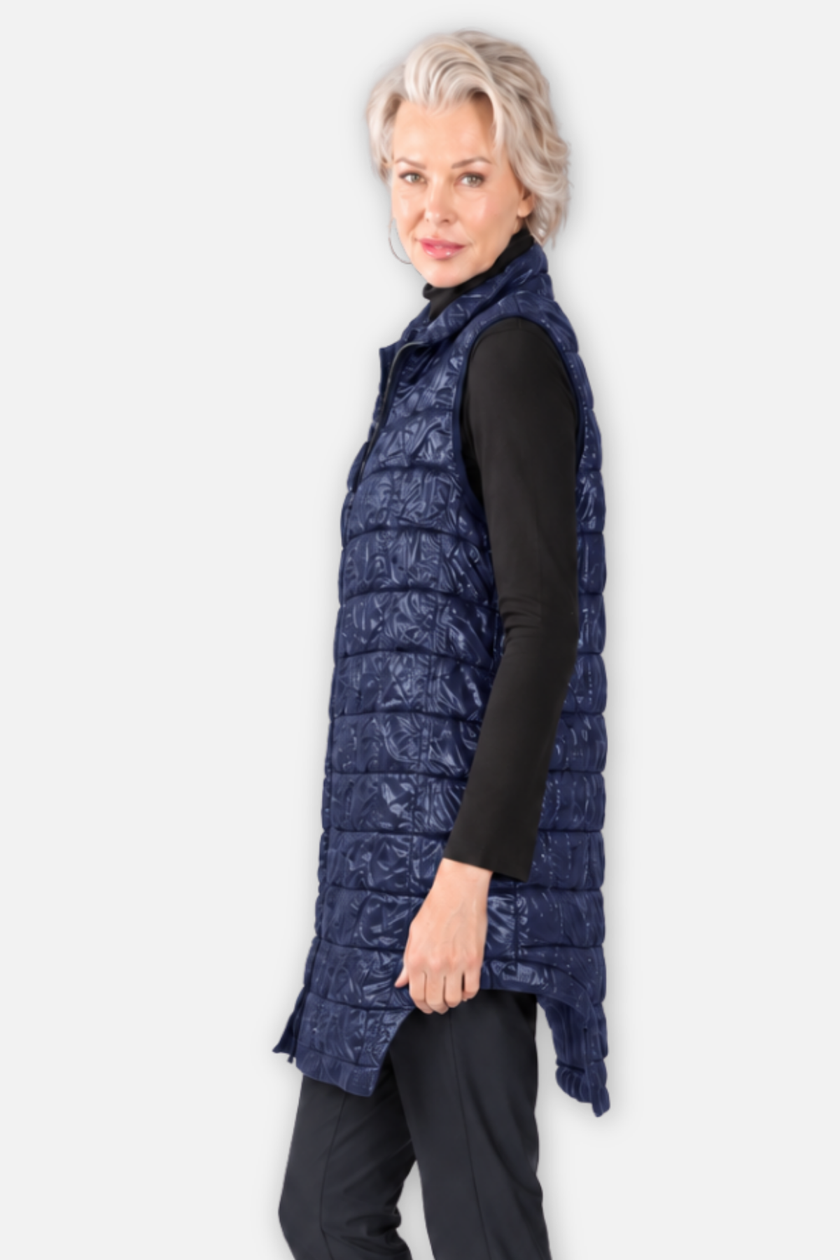 Quilted Tunic Vest - Navy