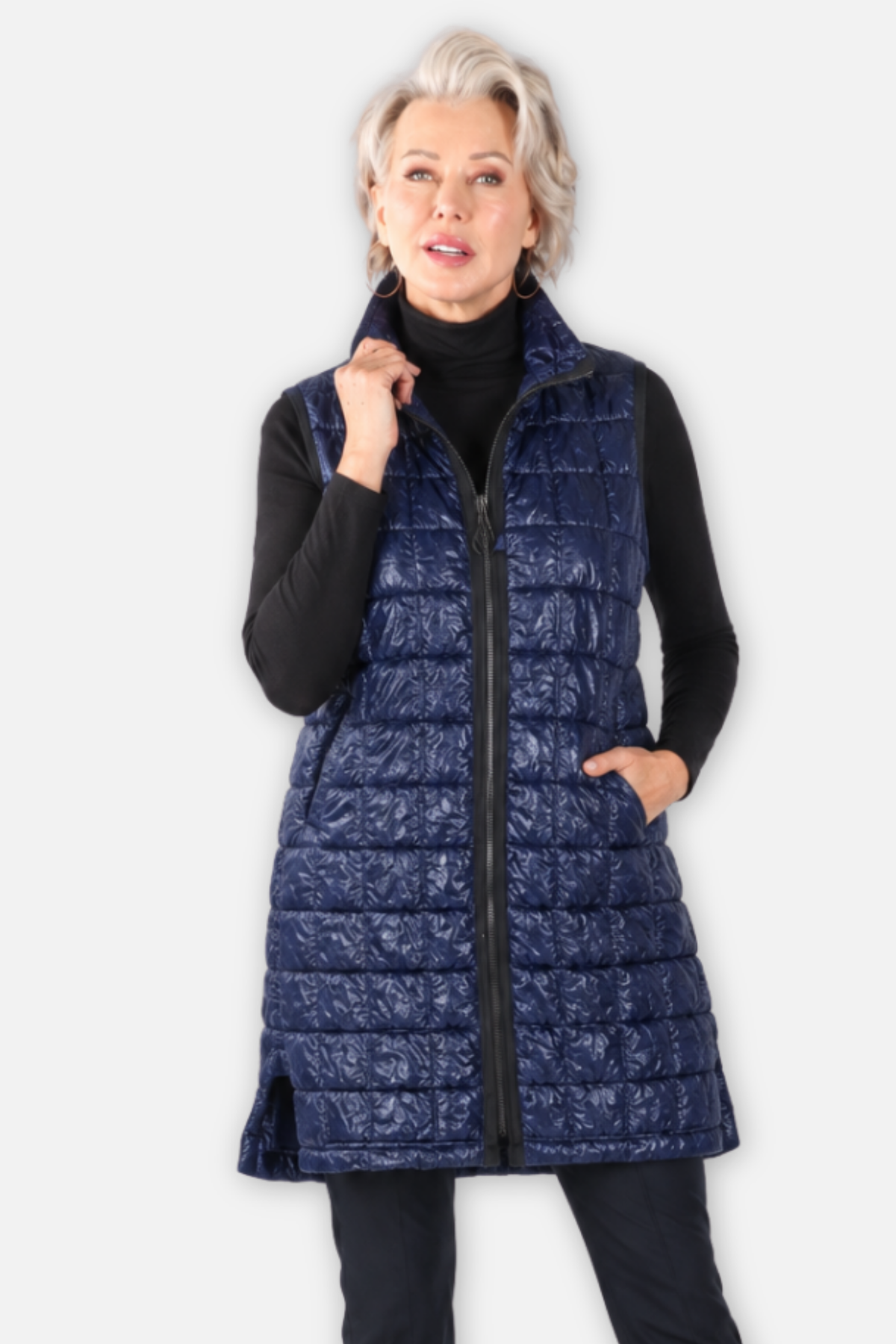Quilted Tunic Vest - Navy