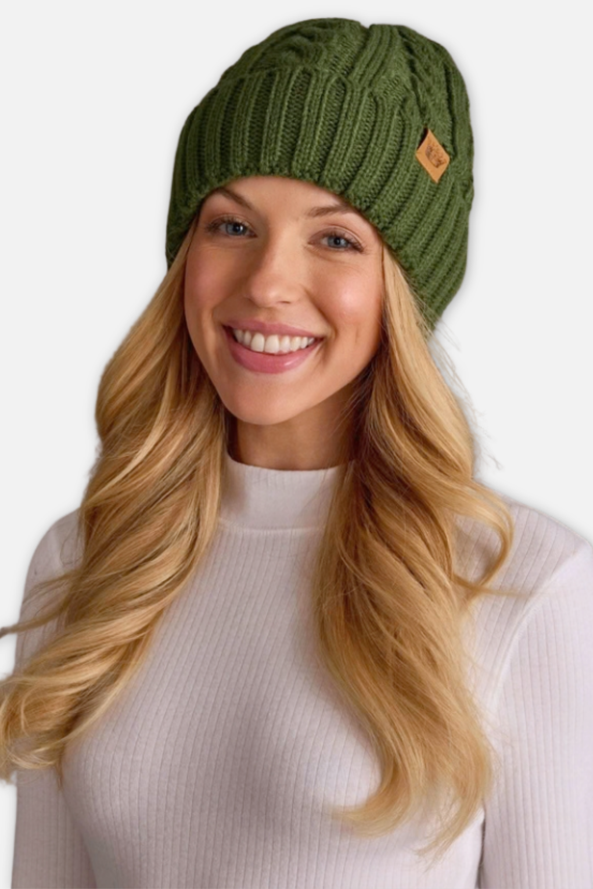 Knit Beanie - Green Cable 