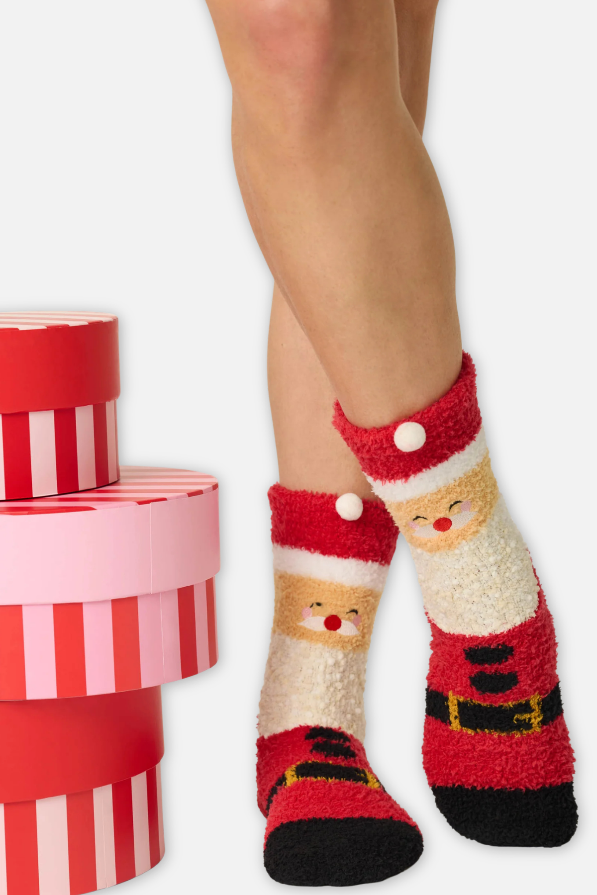 Jolly Santa Claus Socks - Red