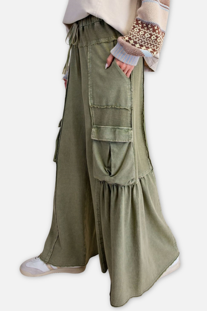 Mineral Washed Terry Knit Pant - Olive