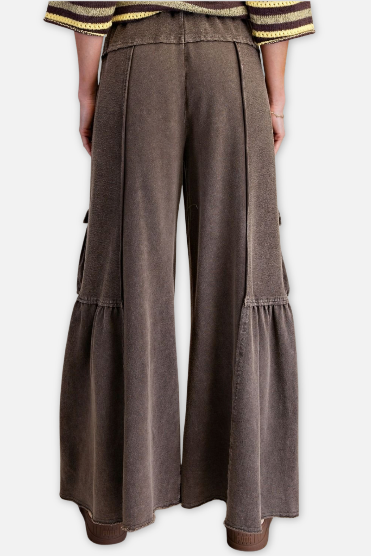 Mineral Washed Terry Knit Pant - Chocolate