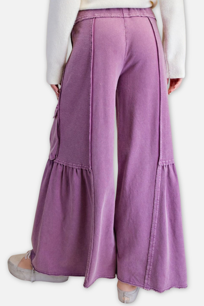 Mineral Washed Terry Knit Pant - Dusty Magenta