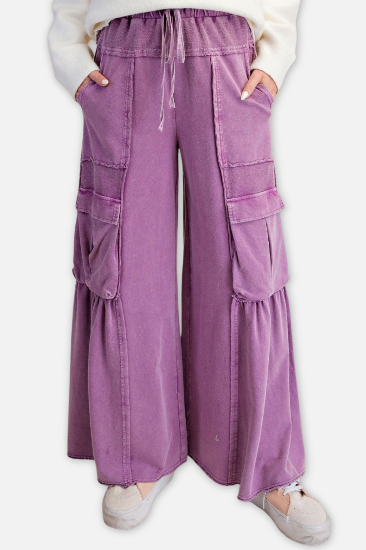 Mineral Washed Terry Knit Pant - Dusty Magenta