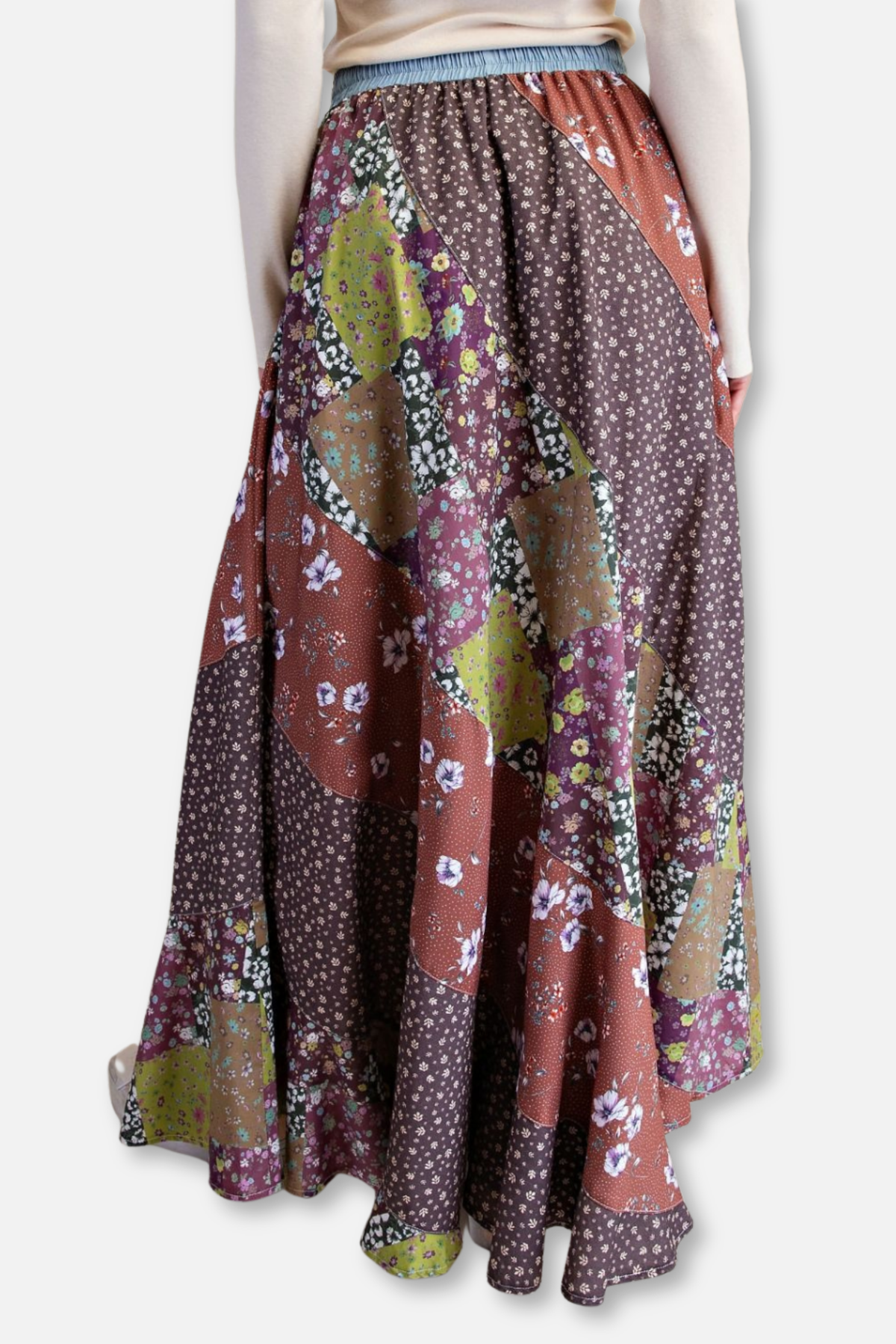 Patchwork Maxi Skirt - Mocha