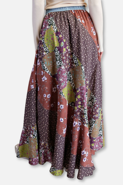 Patchwork Maxi Skirt - Mocha