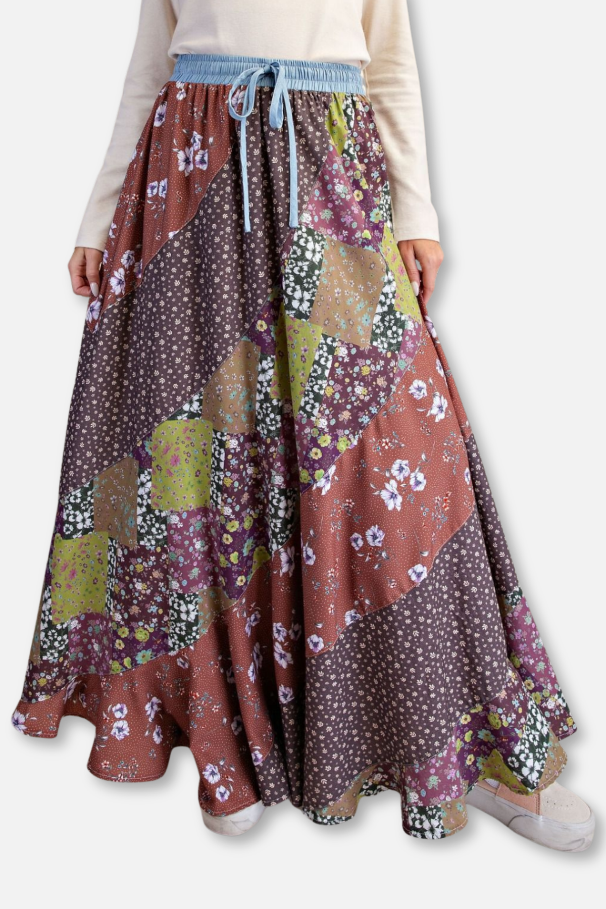 Patchwork Maxi Skirt - Mocha