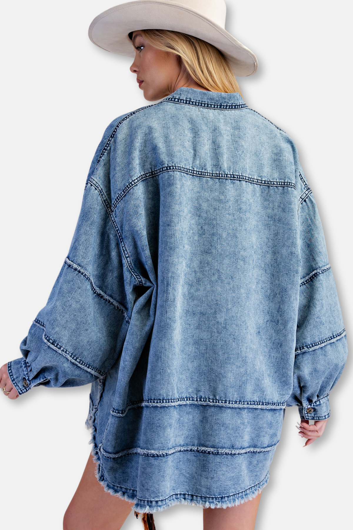 Washed Denim Shirt Jacket - Denim