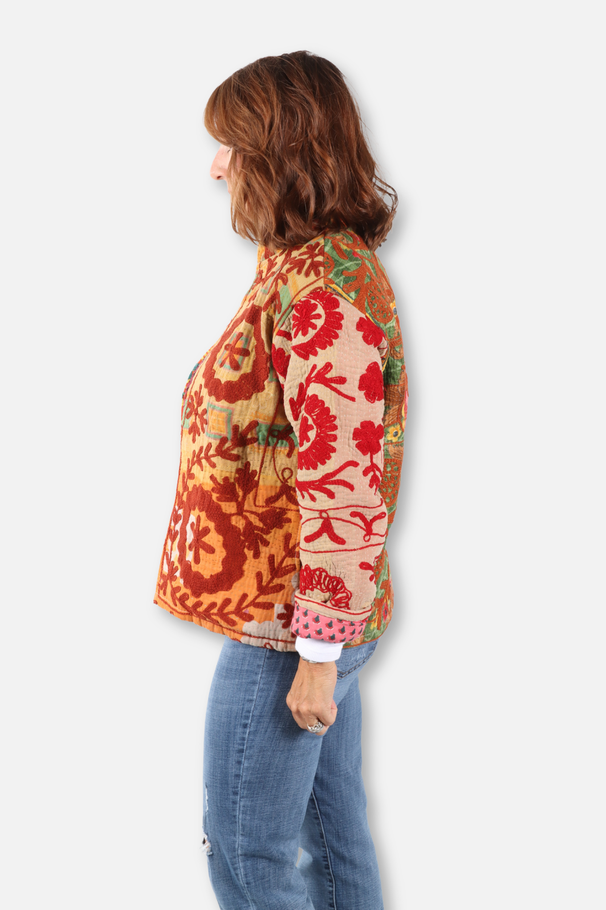 Short Vintage Kantha Jacket - Multi Color #1