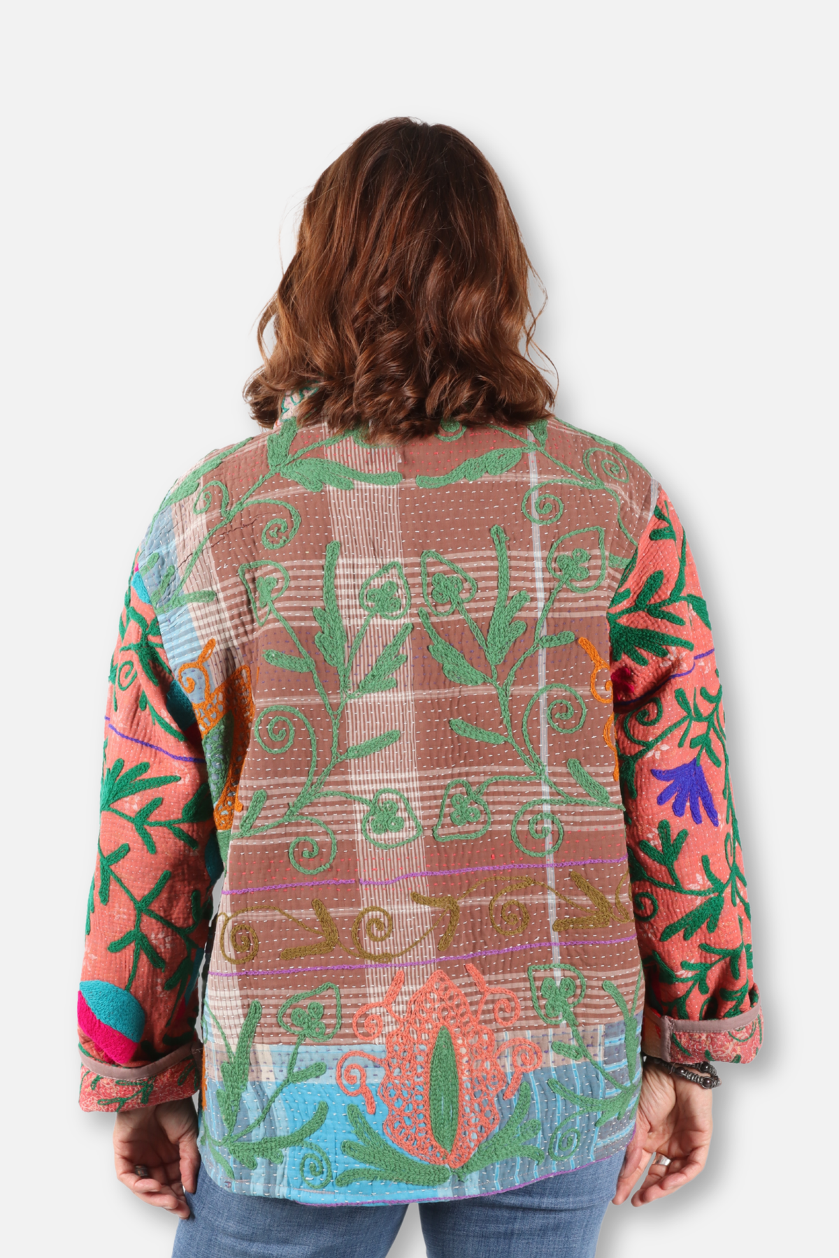 Vintage Kantha Embroidered Jacket - Multi Color