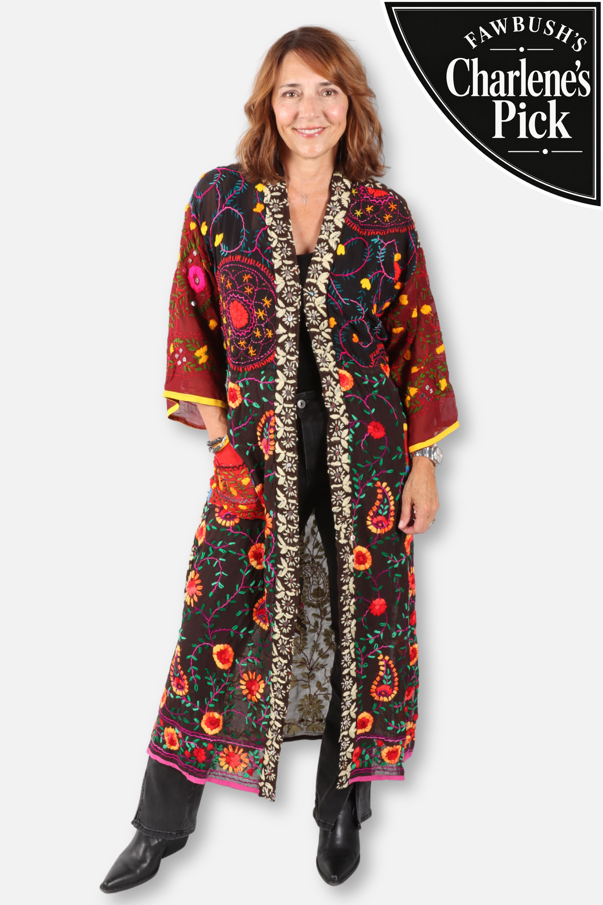 Embroidered Georgette Duster - Multi #2