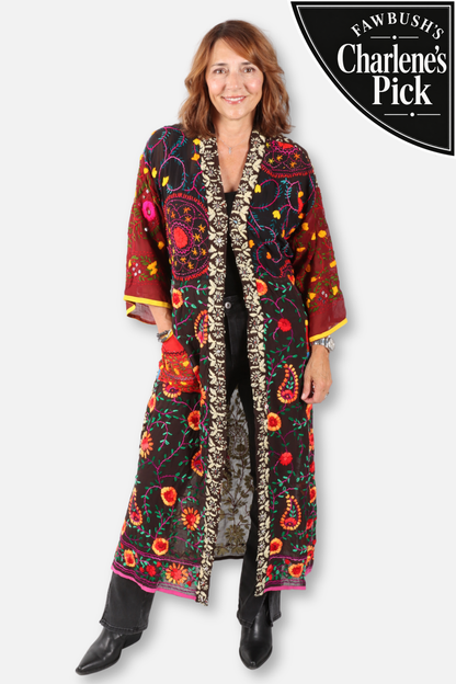 Embroidered Georgette Duster - Multi #2