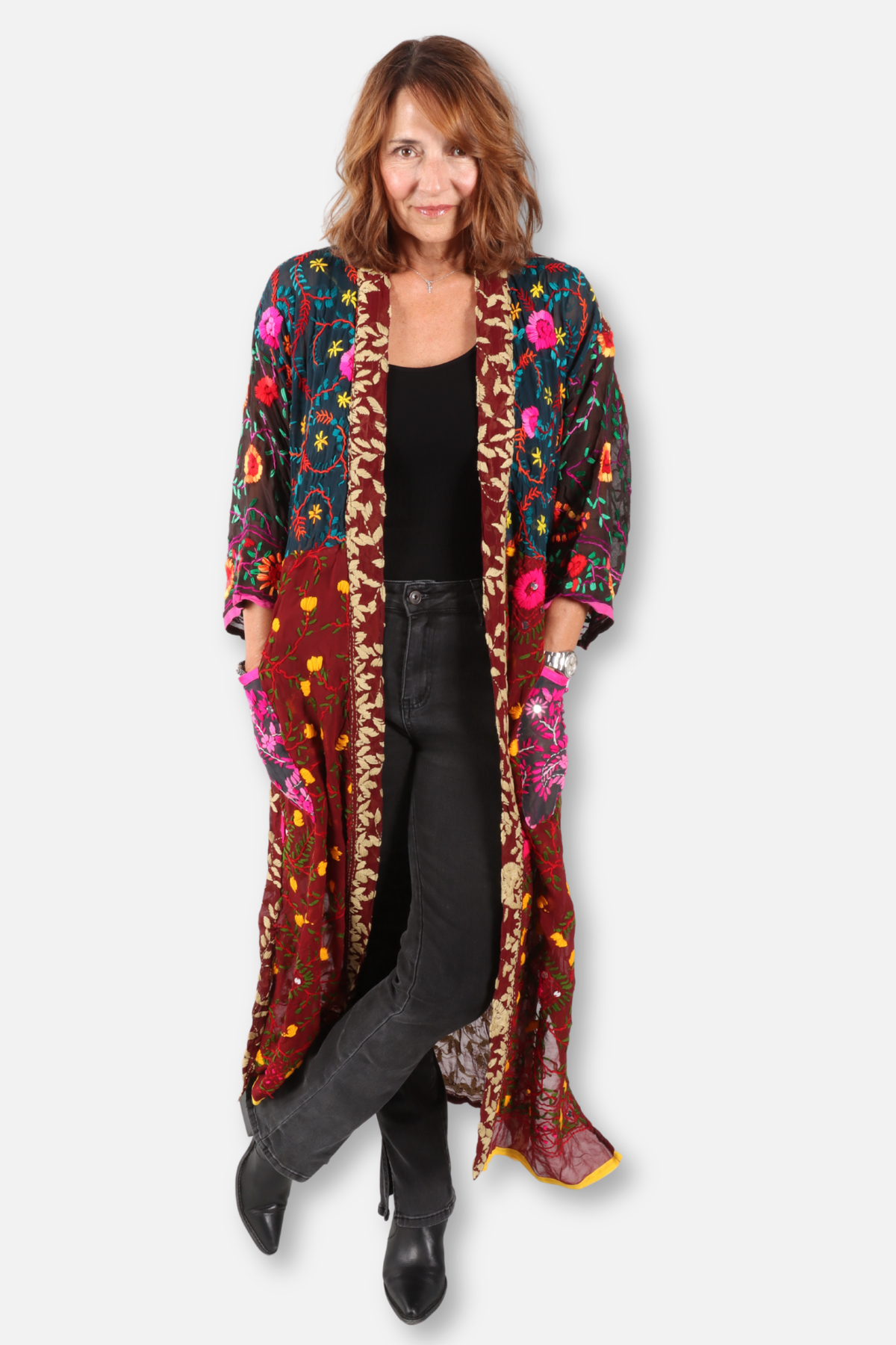 Embroidered Georgette Duster - Multi #3