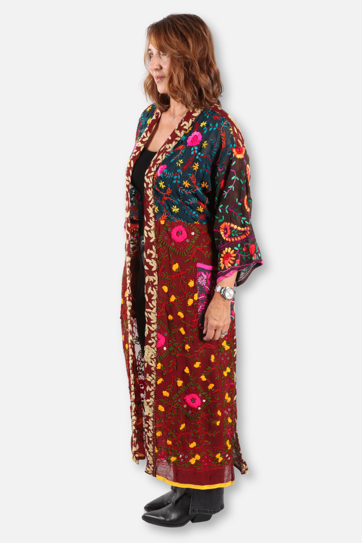 Embroidered Georgette Duster - Multi #3