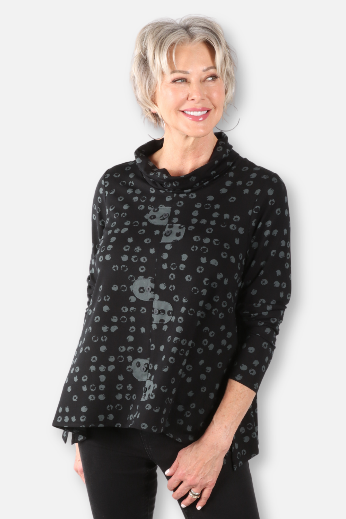 East Side Cowl Pullover - Black & Grey
