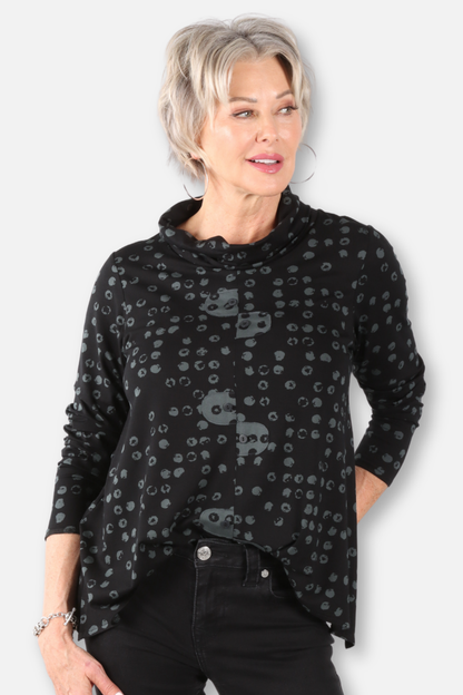 East Side Cowl Pullover - Black & Grey