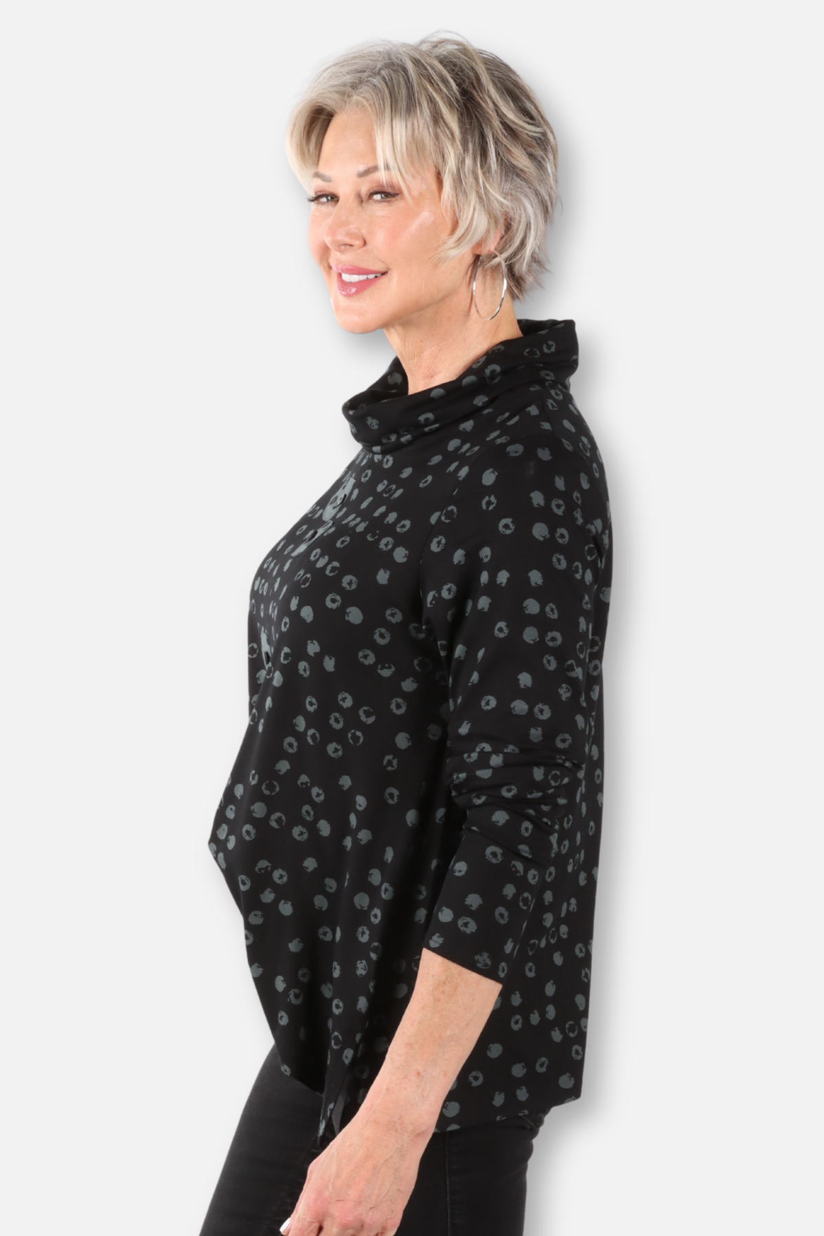 East Side Cowl Pullover - Black & Grey