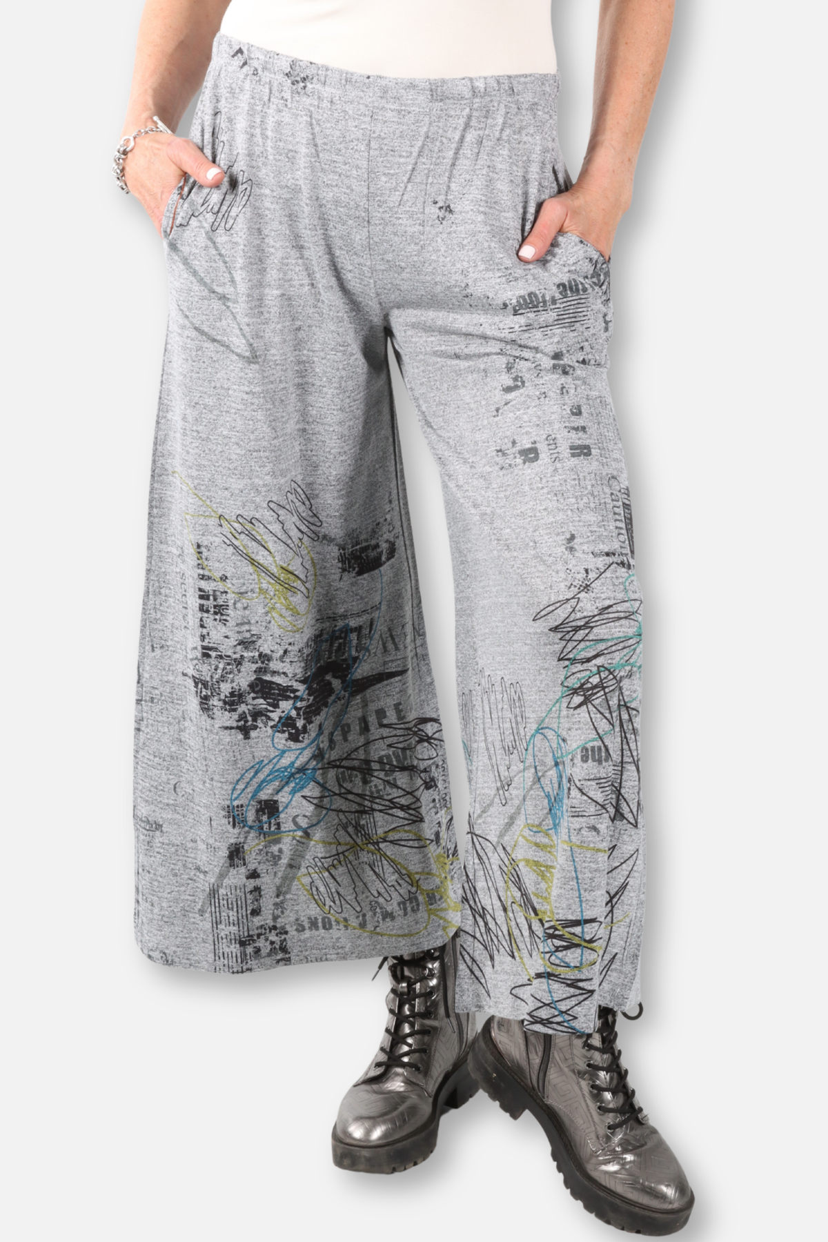 Secret Print Knit Pant - Grey