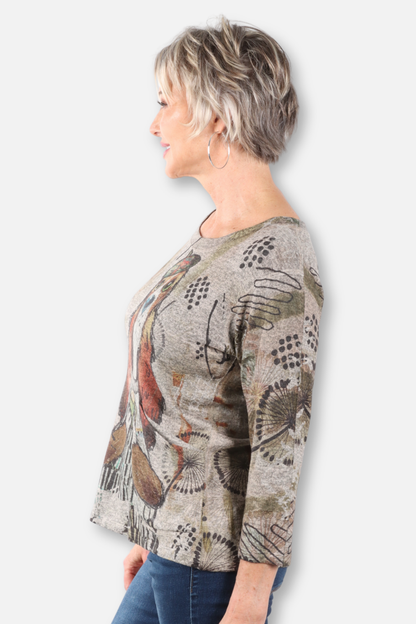 Puppuchino Print Top - Grey Multi