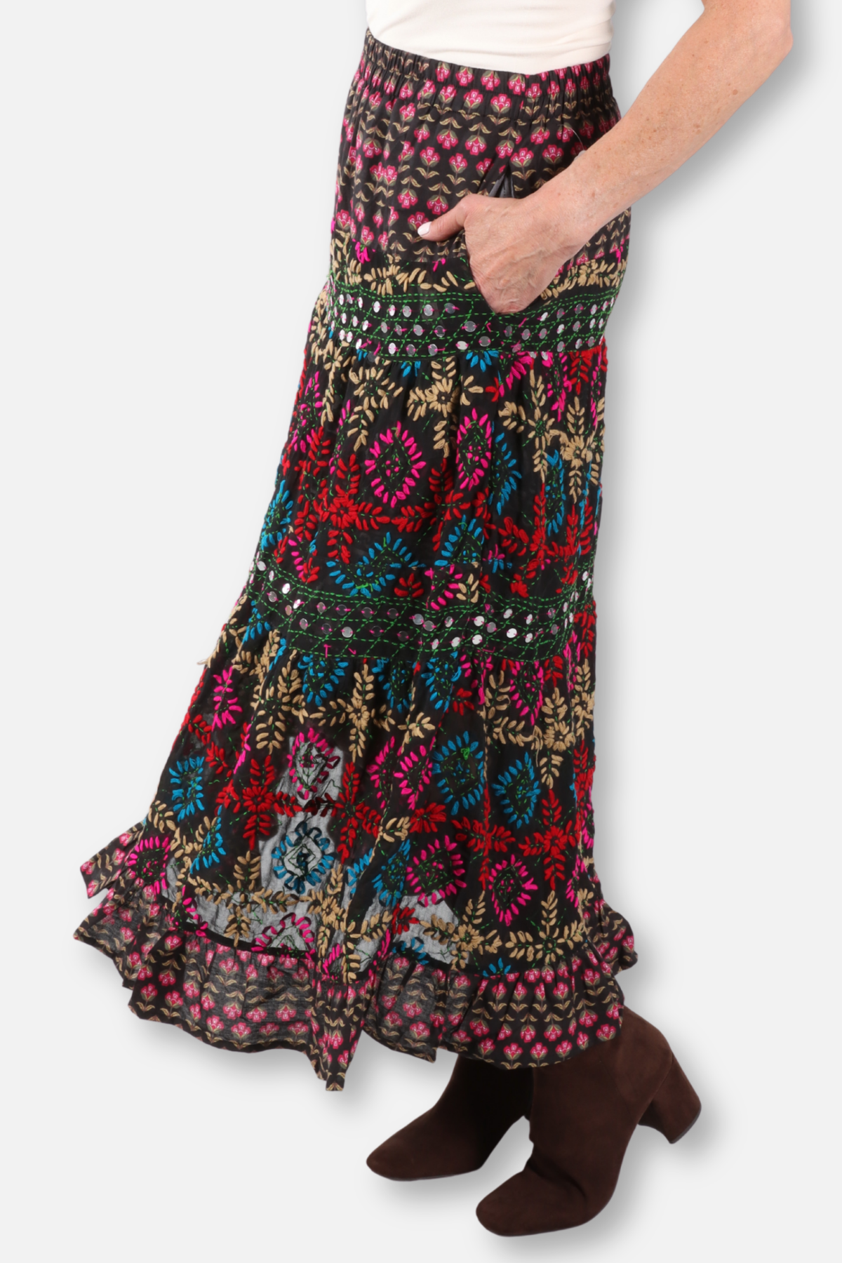 Vintage Embroidered Maxi Skirt - Multi #1