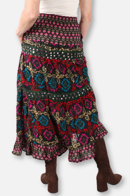 Vintage Embroidered Maxi Skirt - Multi #1