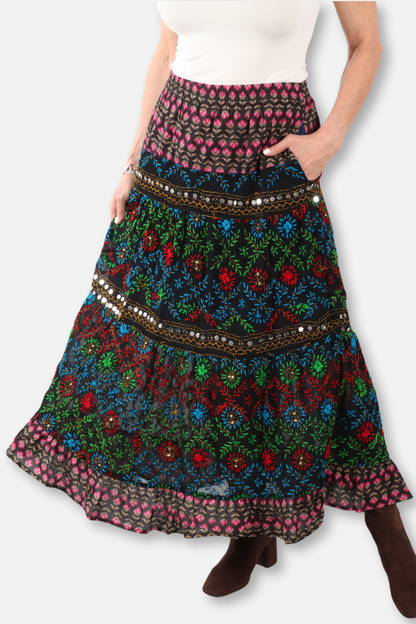 Vintage Embroidered Maxi Skirt - Multi #2
