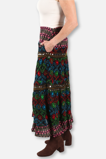 Vintage Embroidered Maxi Skirt - Multi #2