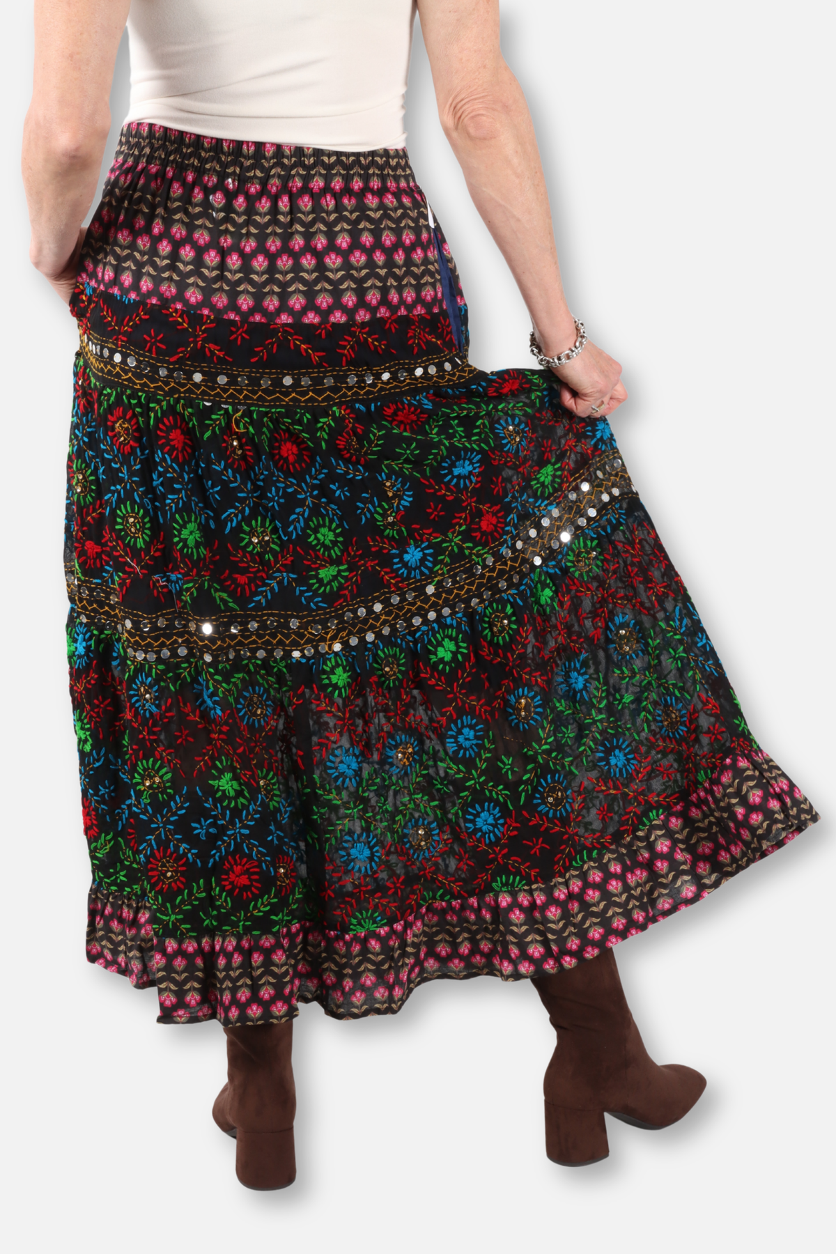 Vintage Embroidered Maxi Skirt - Multi #2