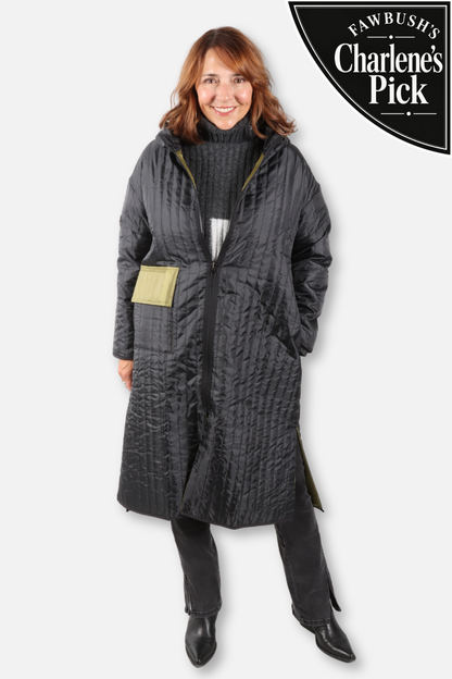 Reversible Quilted Jacket - Midnight Black & Olive