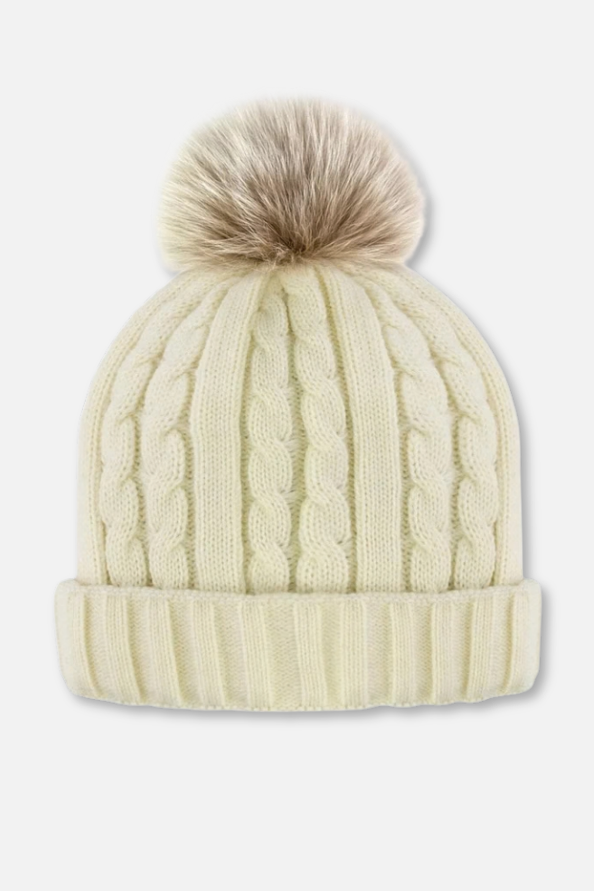Cable Hat with Pom - Ivory
