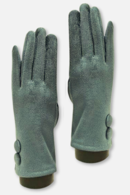 Two Button Sueded Gloves - Blue Teal