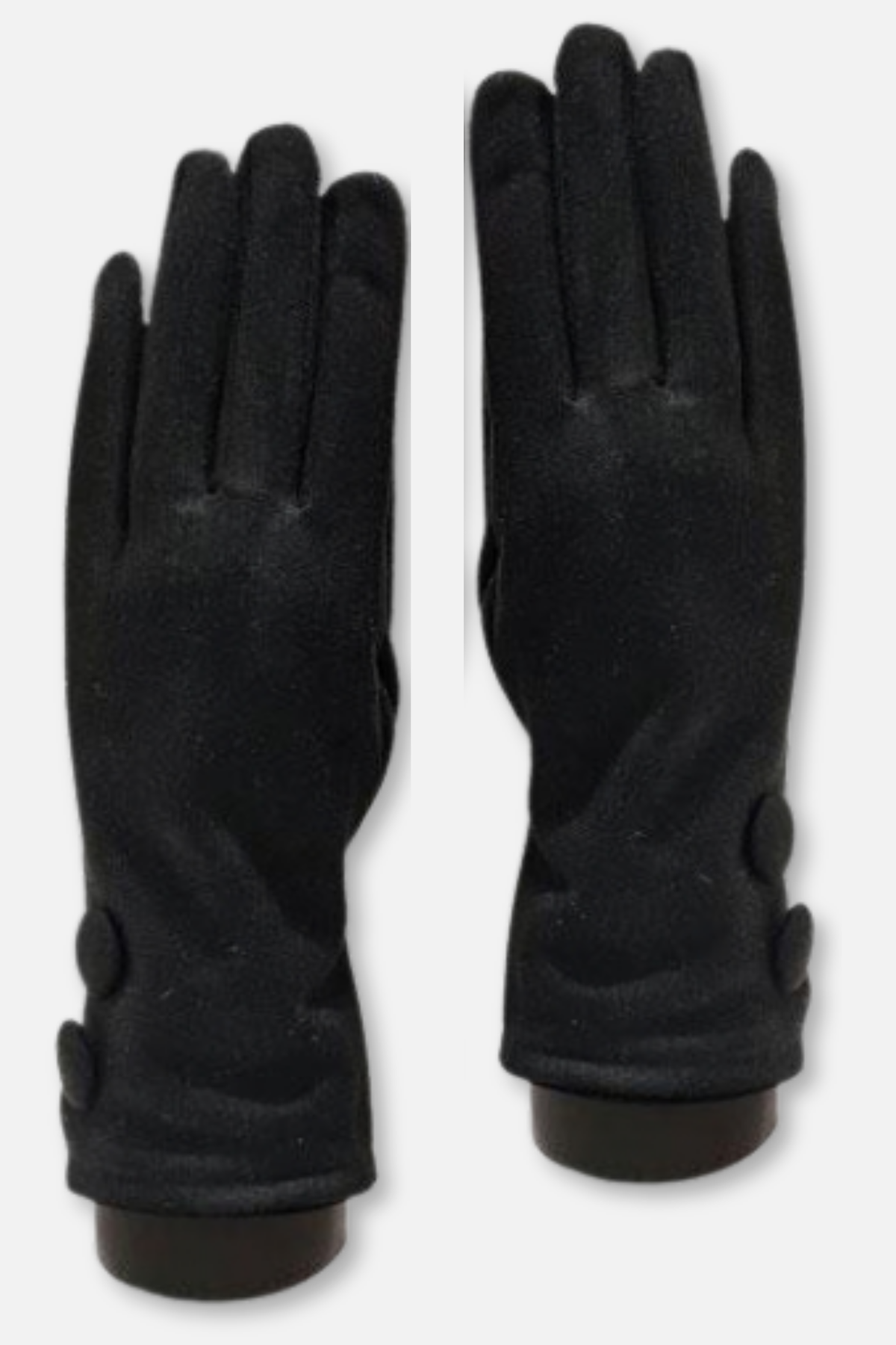 Two Button Sueded Gloves - Black