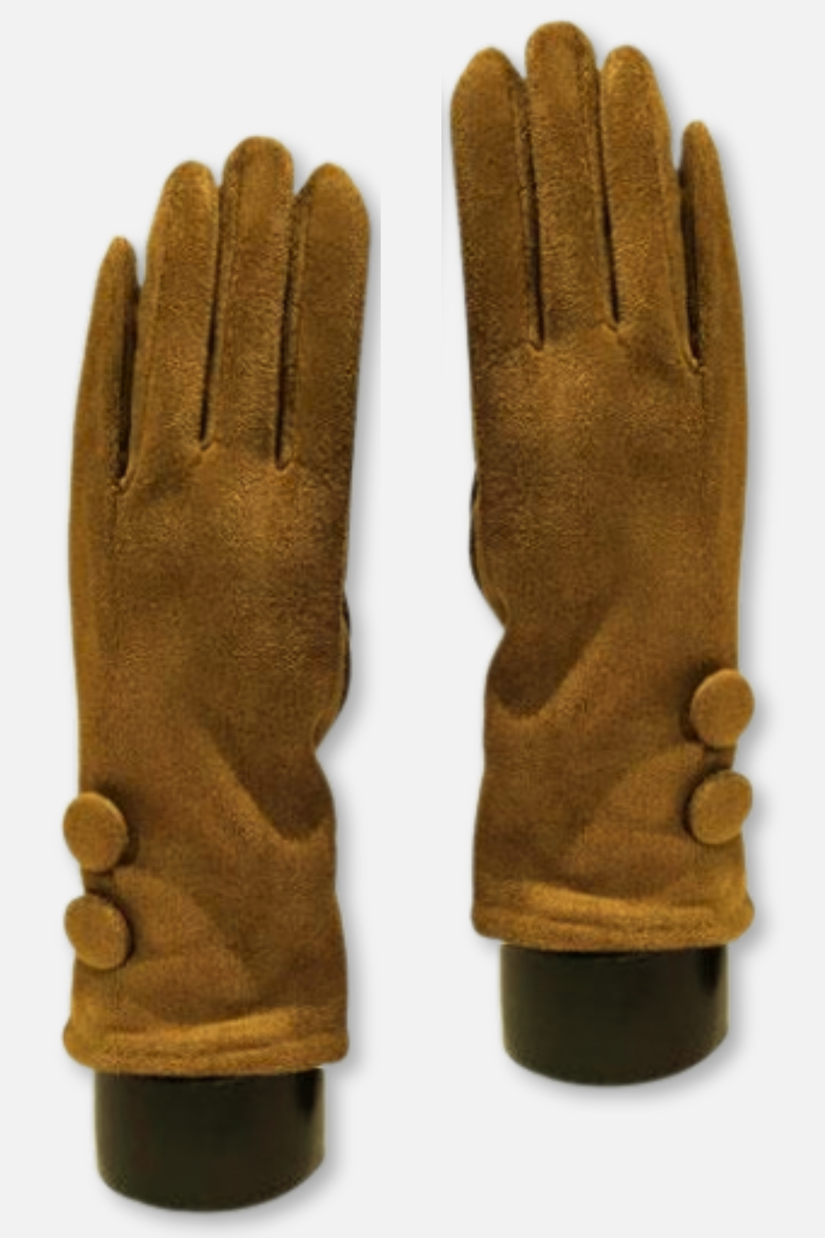 Two Button Sueded Gloves - Brown