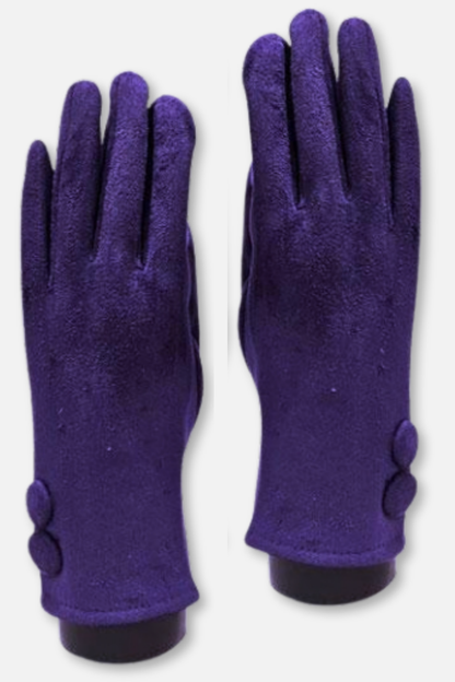 Two Button Sueded Gloves - Purple