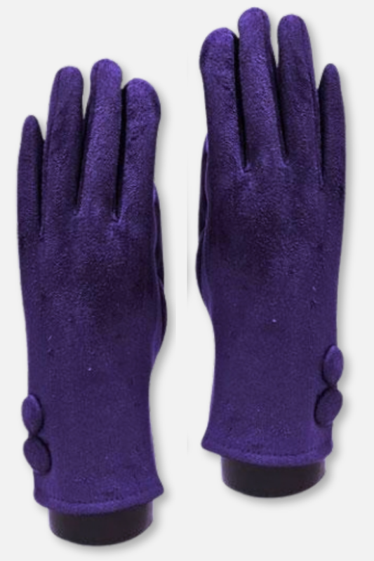 Two Button Sueded Gloves - Purple