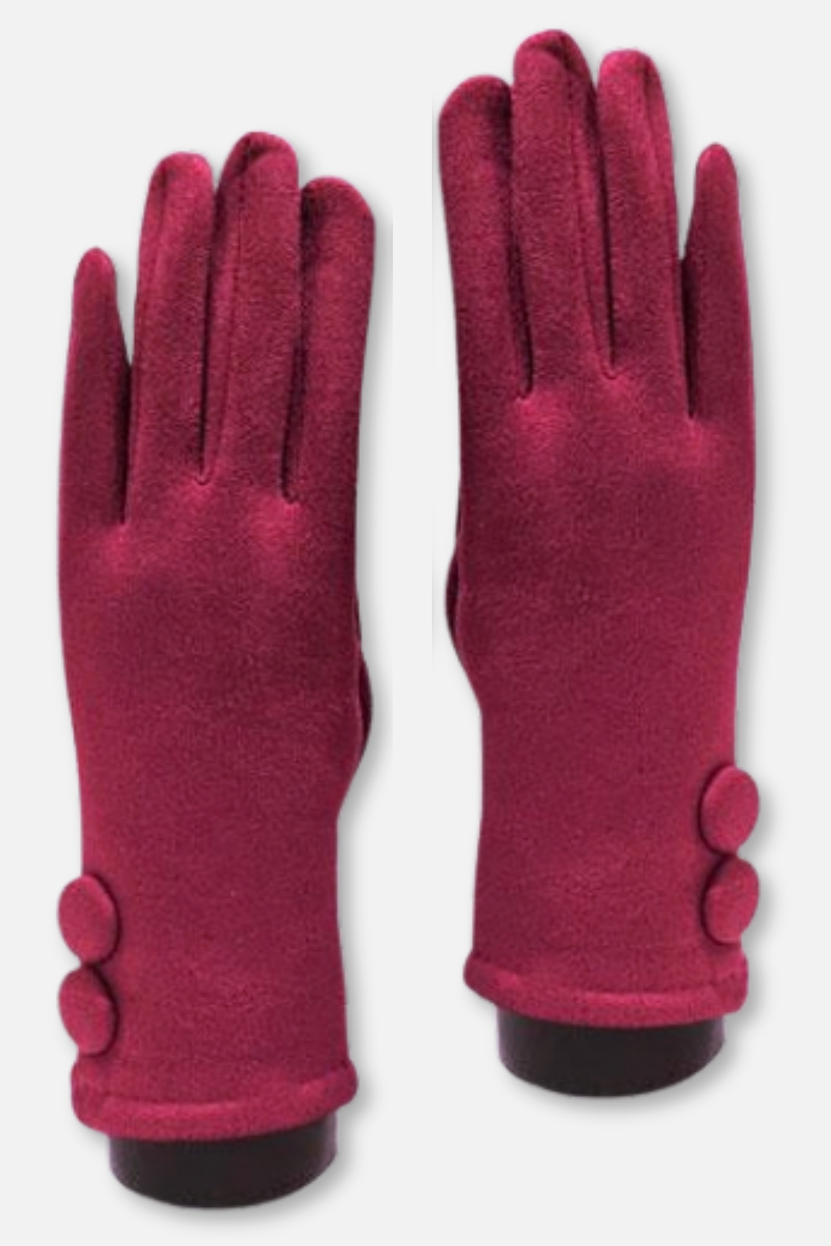 Two Button Sueded Gloves - Fuchsia
