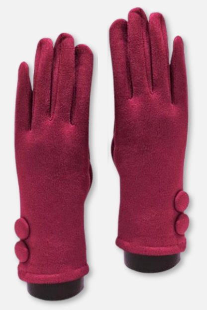 Two Button Sueded Gloves - Fuchsia