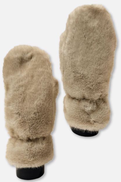 Soft Faux Fur Mittens - Off White
