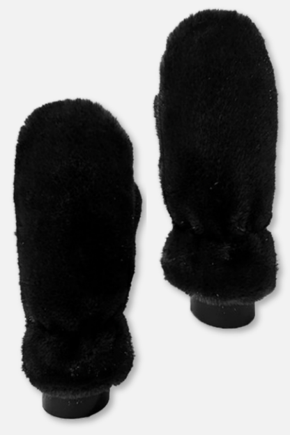 Soft Faux Fur Mittens - Black