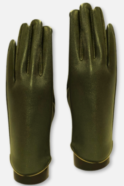 Vegan Leather Texting Gloves - Forest